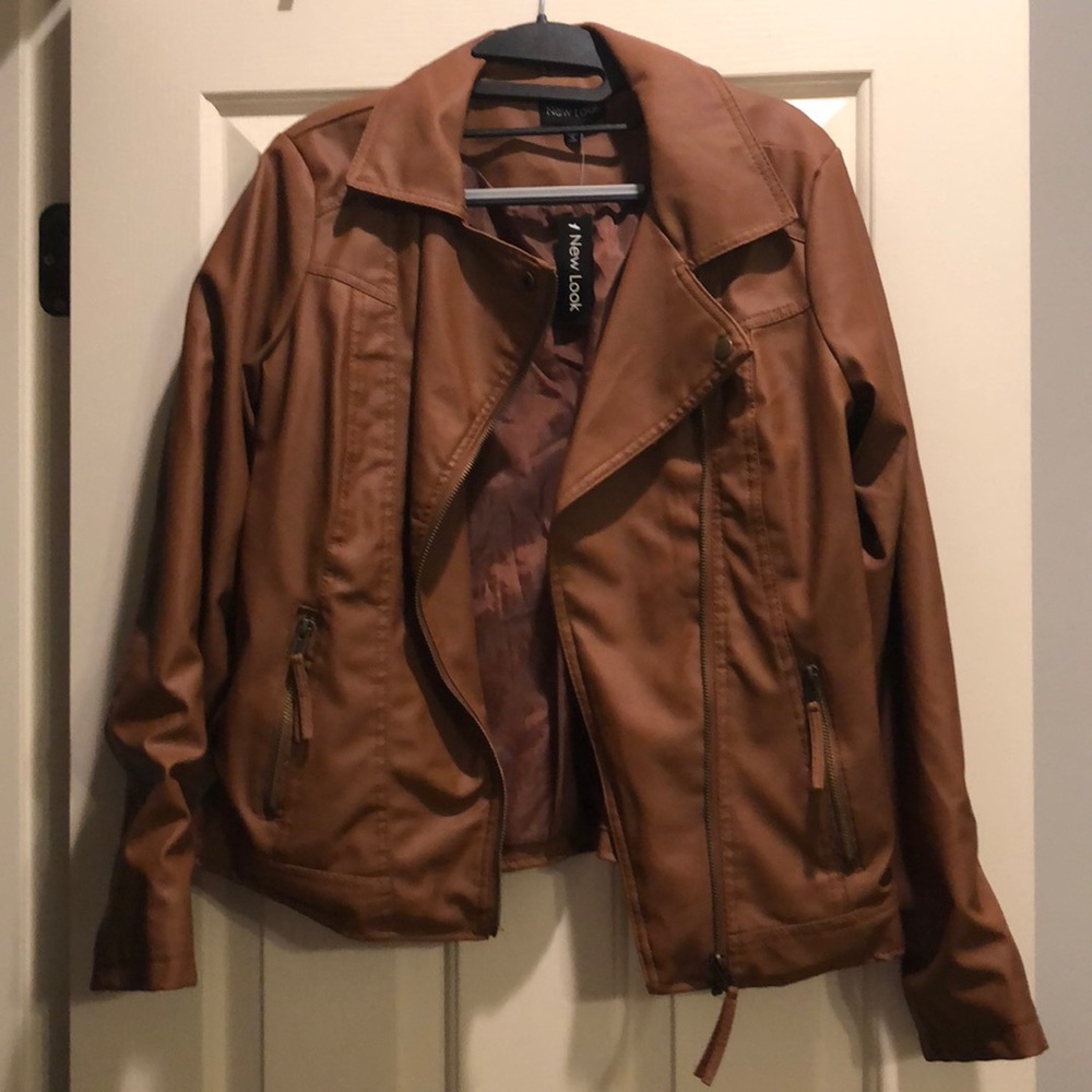 Faux tan leather jacket